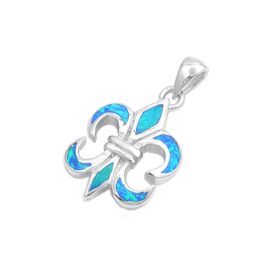 Silver Lab Opal Pendant - Fleur De Lis