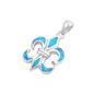 Silver Lab Opal Pendant - Fleur De Lis