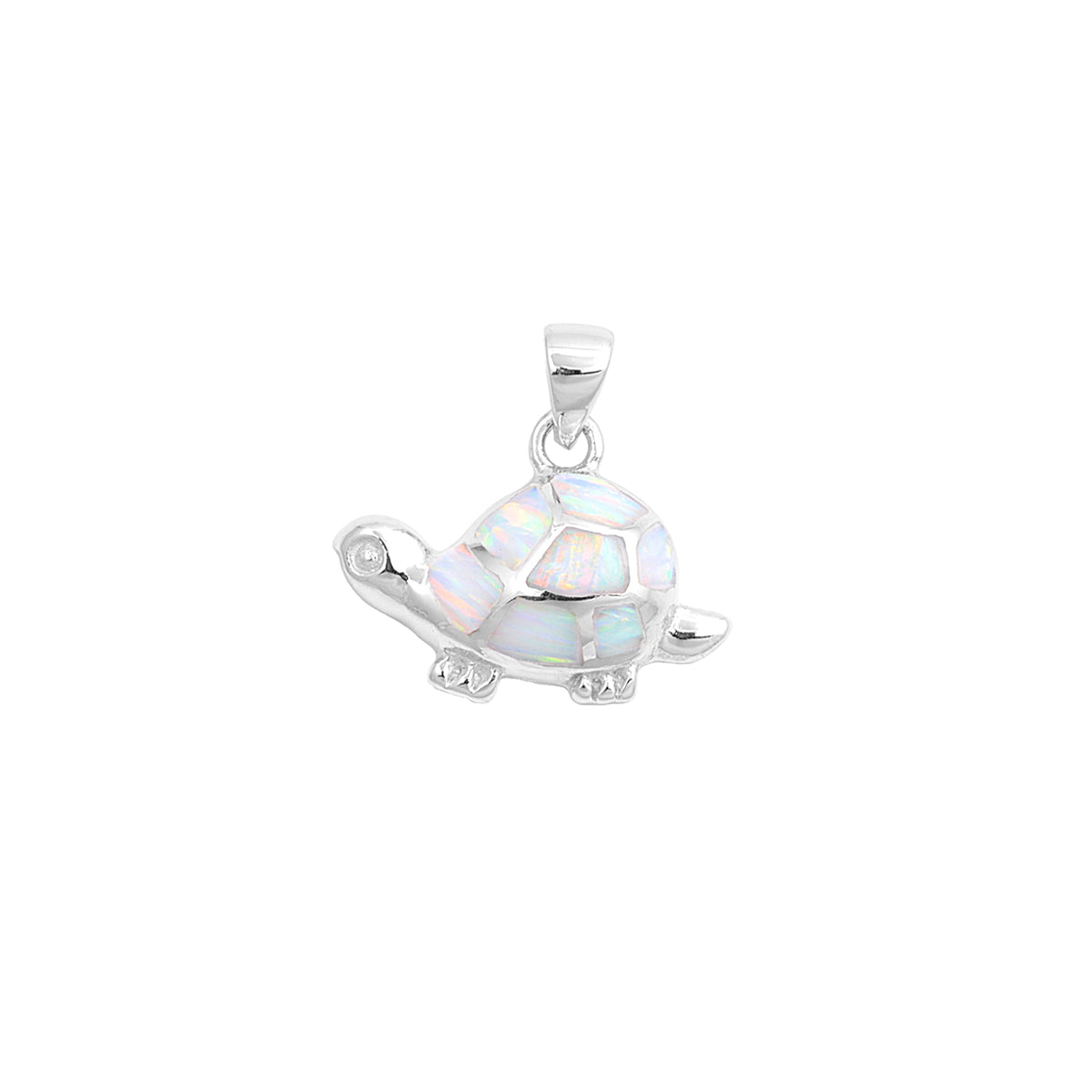 Silver Lab Opal Pendant - Turtle
