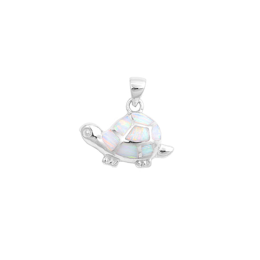 Silver Lab Opal Pendant - Turtle