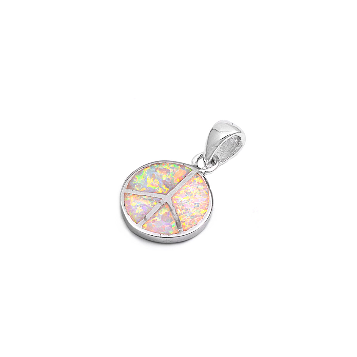 Silver Lab Opal Pendant - Peace Sign
