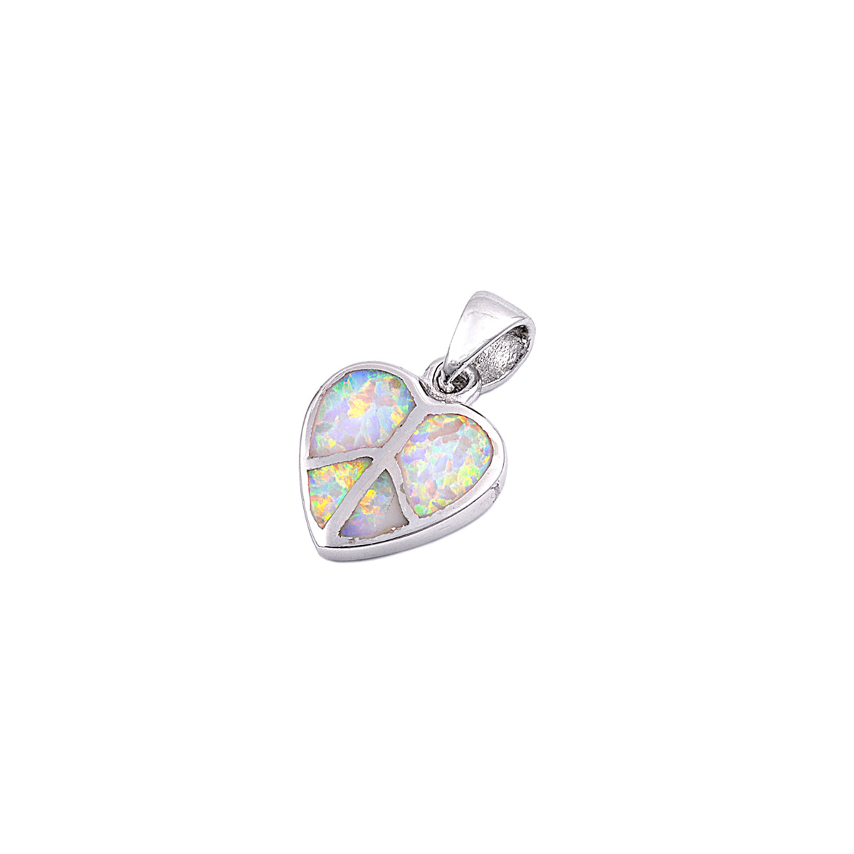 Silver Lab Opal Pendant - Heart Peace Sign