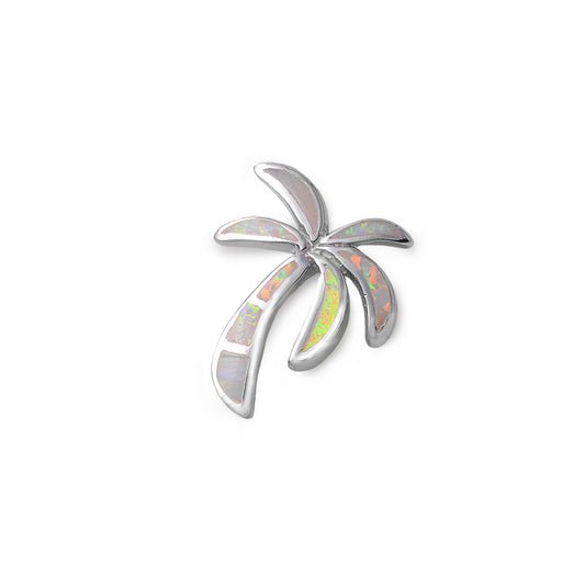 Silver Lab Opal Pendant - Palm Tree