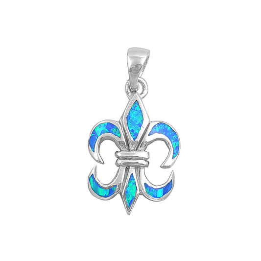 Silver Lab Opal Pendant - Fleur De Lis