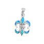 Silver Lab Opal Pendant - Fleur De Lis