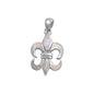 Silver Lab Opal Pendant - Fleur De Lis