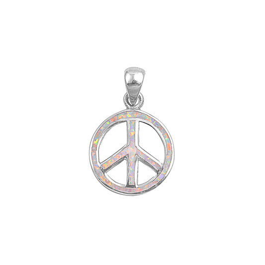 Silver Lab Opal Pendant - Peace Sign