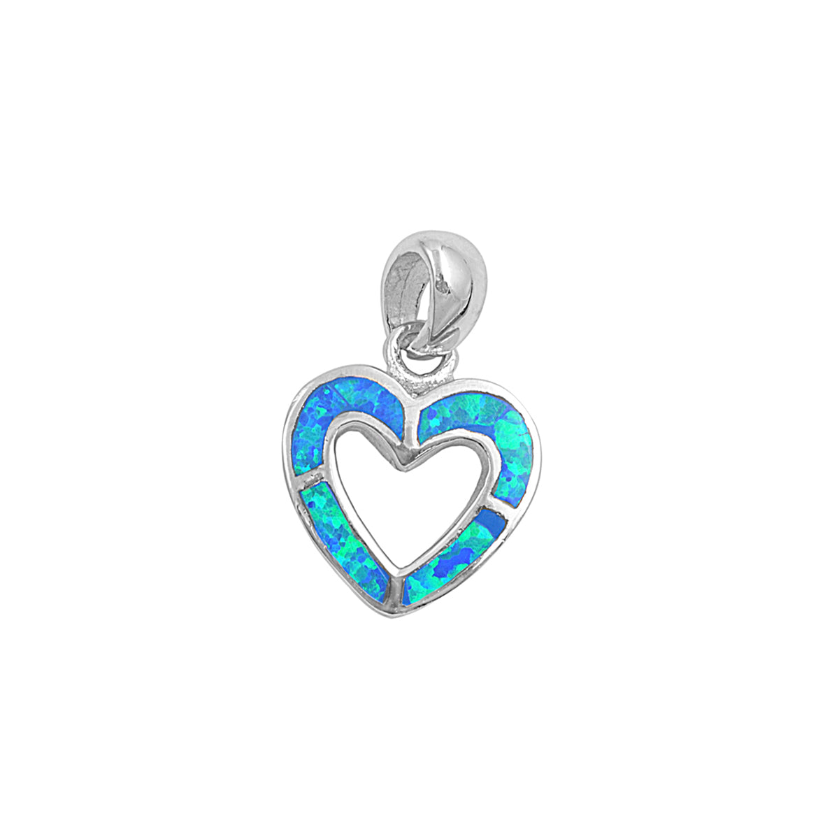 Silver Lab Opal Pendant - Heart