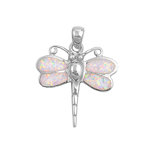 Silver Lab Opal Pendant - Dragonfly