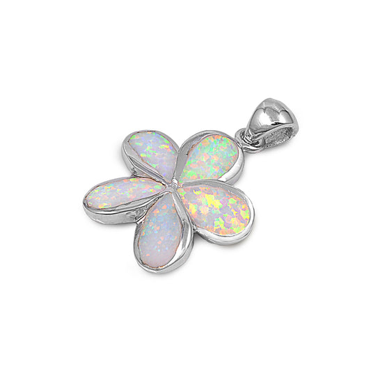 Silver Lab Opal Pendant - Flower