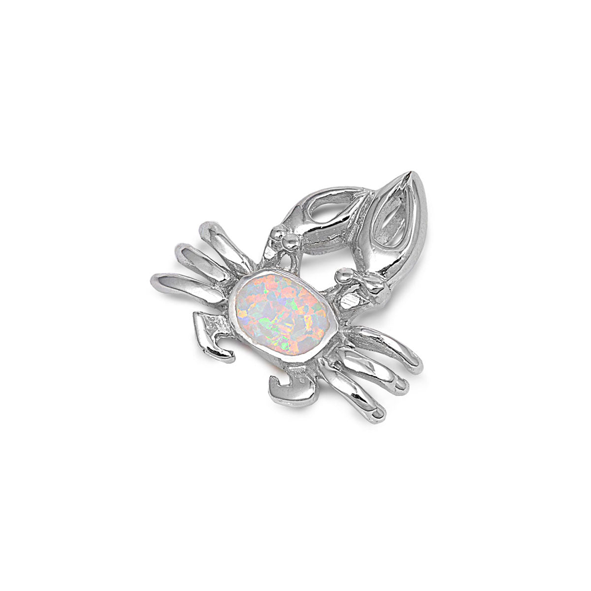 Silver Lab Opal Pendant - Crab