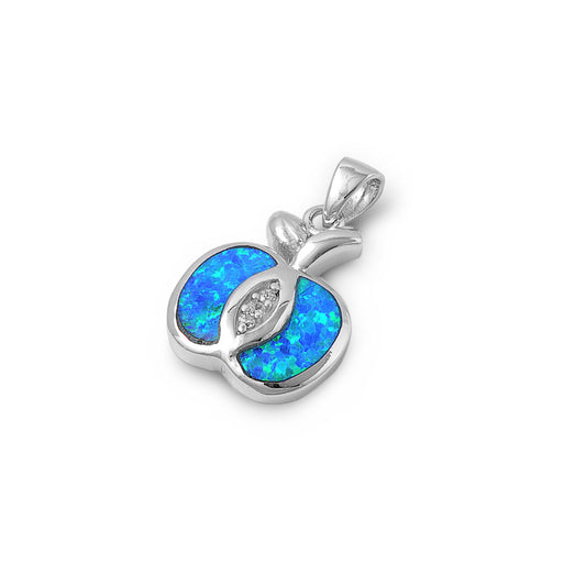 Silver Lab Opal Pendant - Apple
