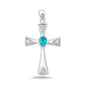 Silver Lab Opal Pendant - Cross