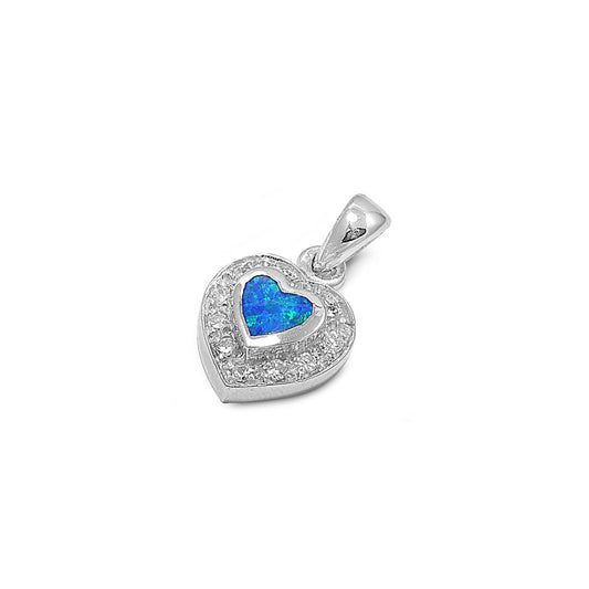 Silver Lab Opal Pendant - Heart