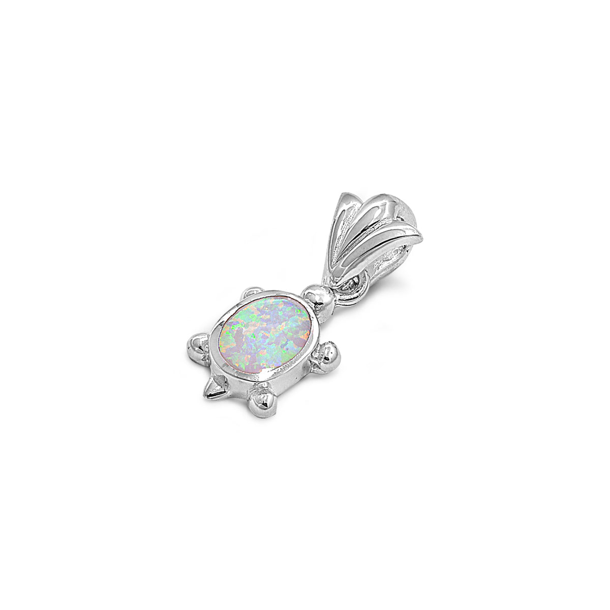 Silver Lab Opal Pendant - Turtle