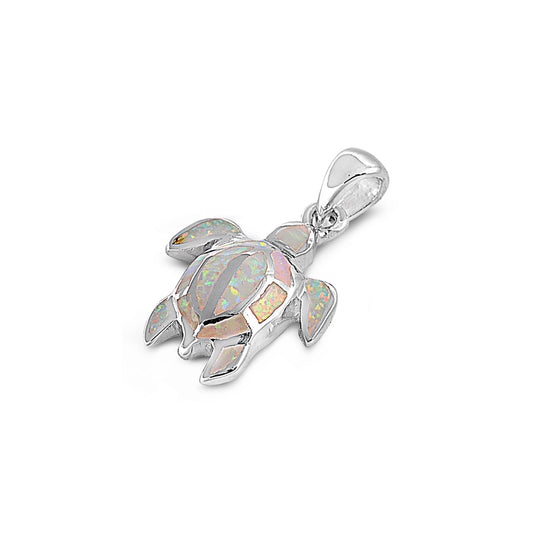 Silver Lab Opal Pendant - Turtle