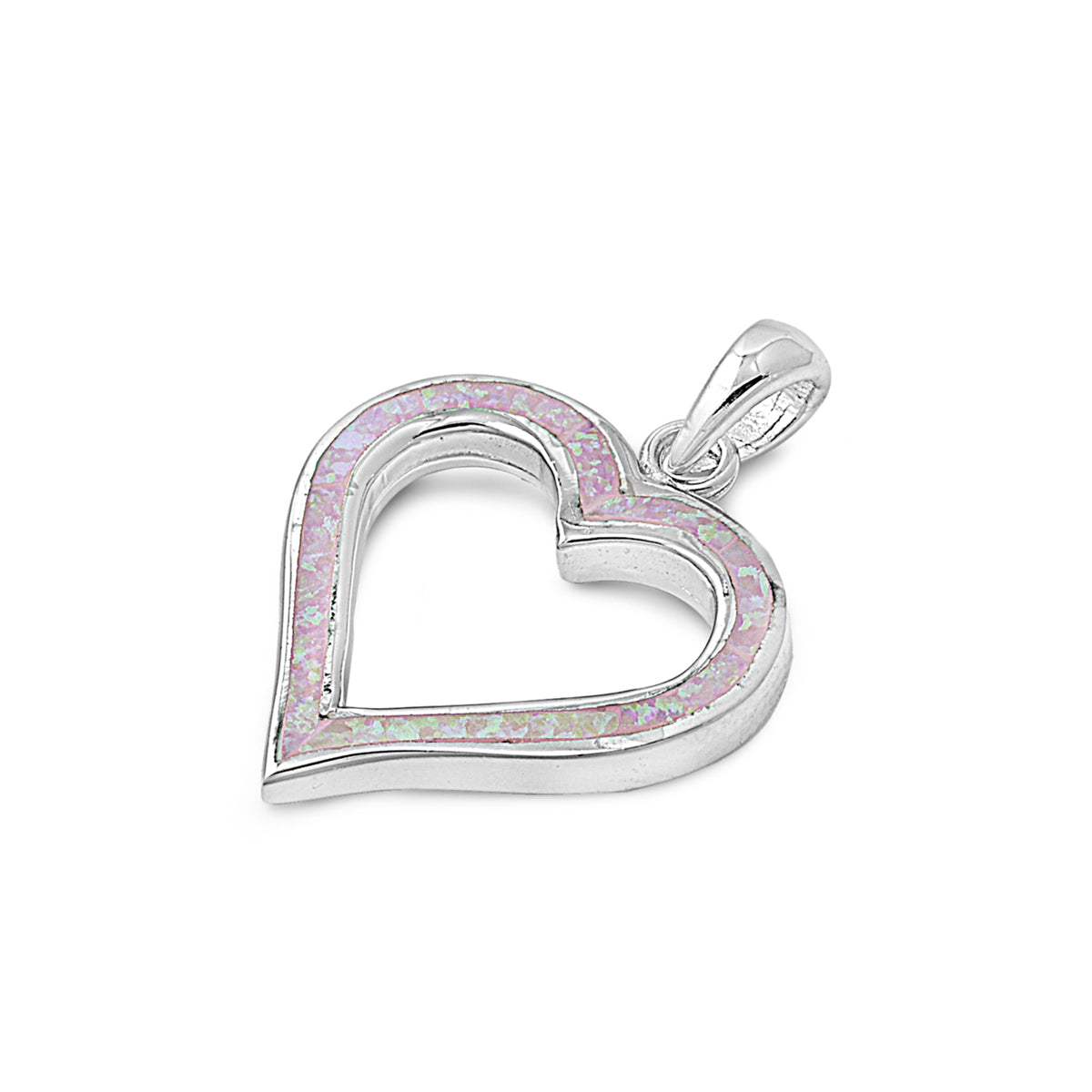 Silver Lab Opal Pendant - Heart