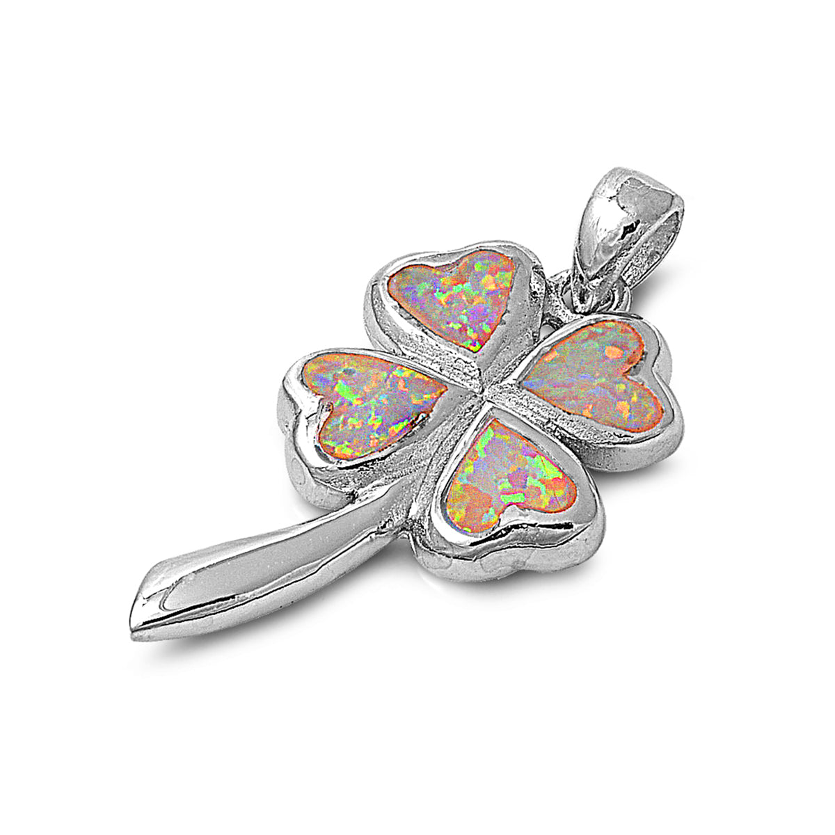 Silver Lab Opal Pendant - Plumeria-Heart