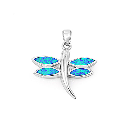 Silver Lab Opal Pendant - Dragonfly