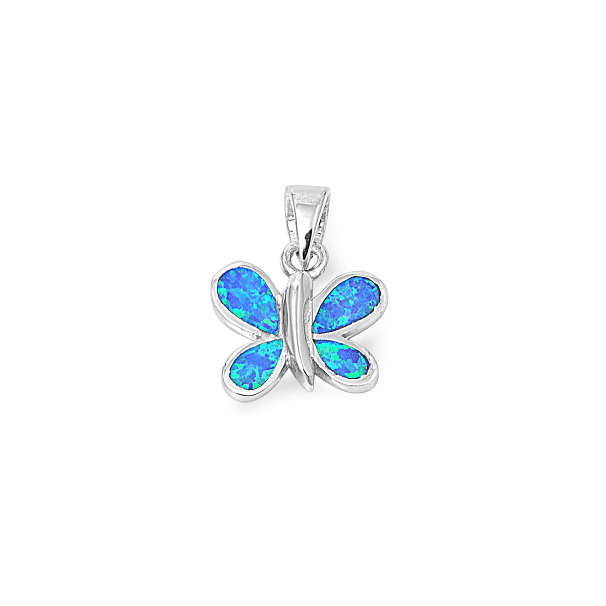 Silver Lab Opal Pendant - Butterfly