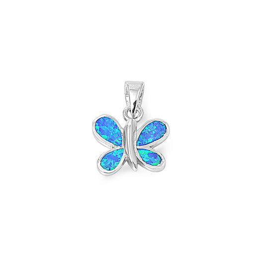 Silver Lab Opal Pendant - Butterfly