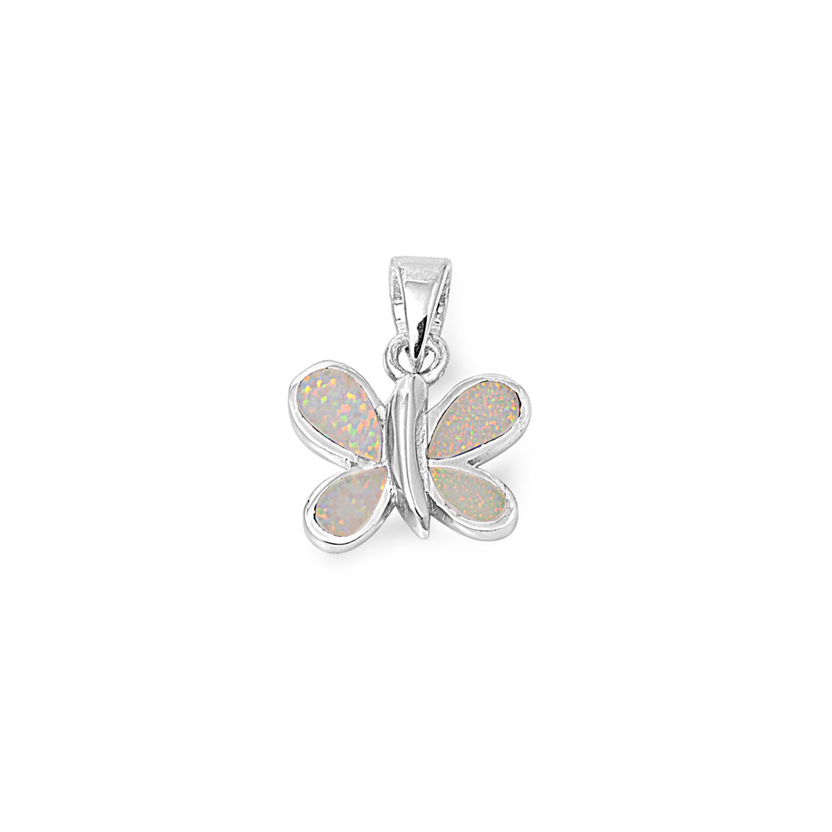 Silver Lab Opal Pendant - Butterfly