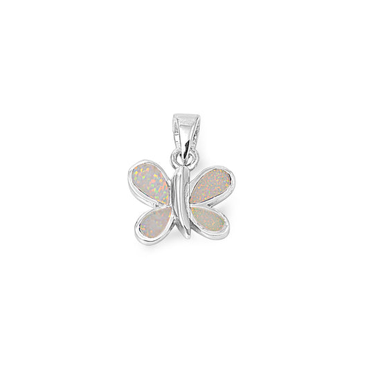 Silver Lab Opal Pendant - Butterfly