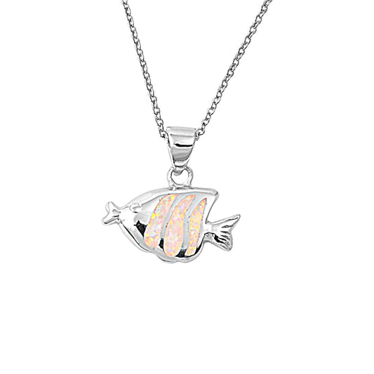 Silver Lab Opal Pendant - Fish