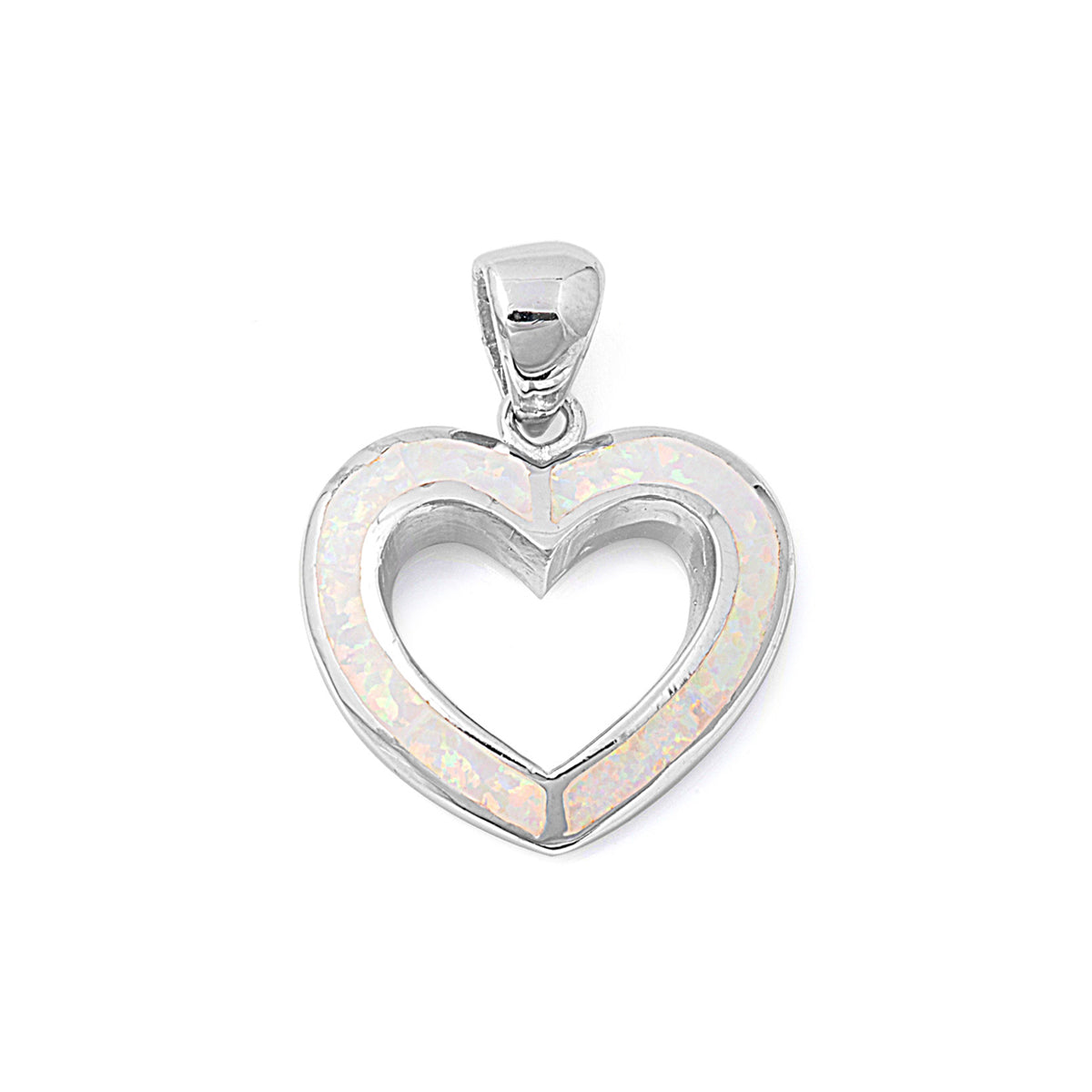 Silver Lab Opal Pendant - Heart