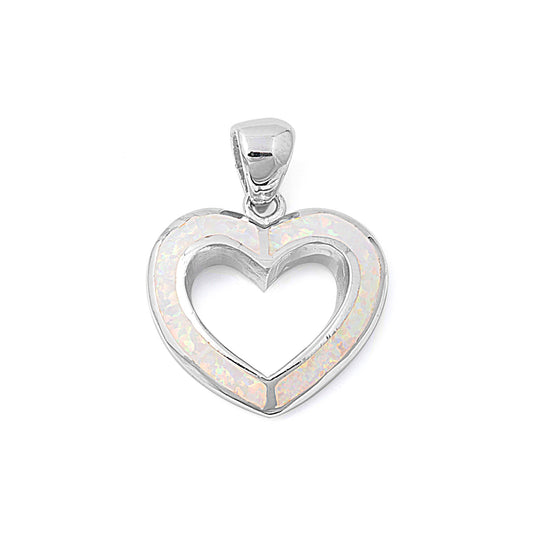Silver Lab Opal Pendant - Heart