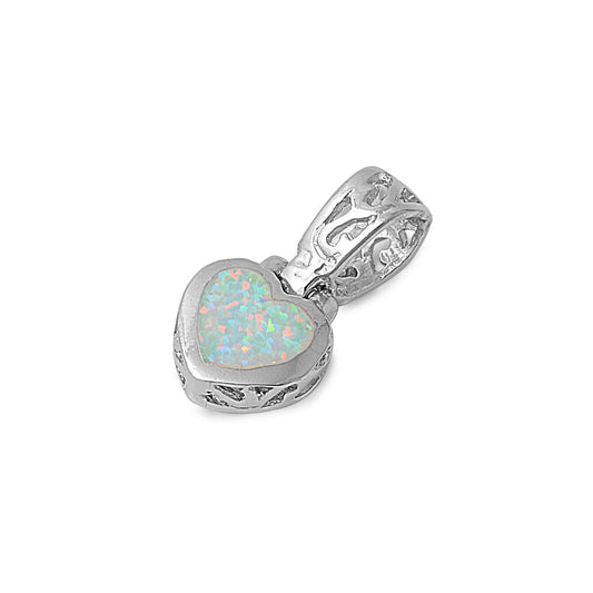 Silver Lab Opal Pendant - Heart