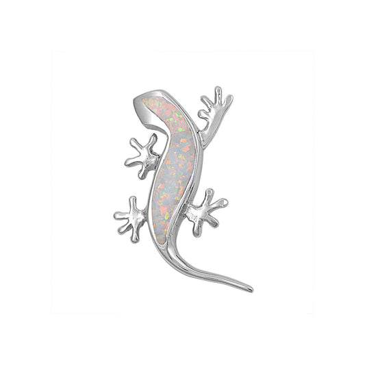Silver Lab Opal Pendant - Lizard