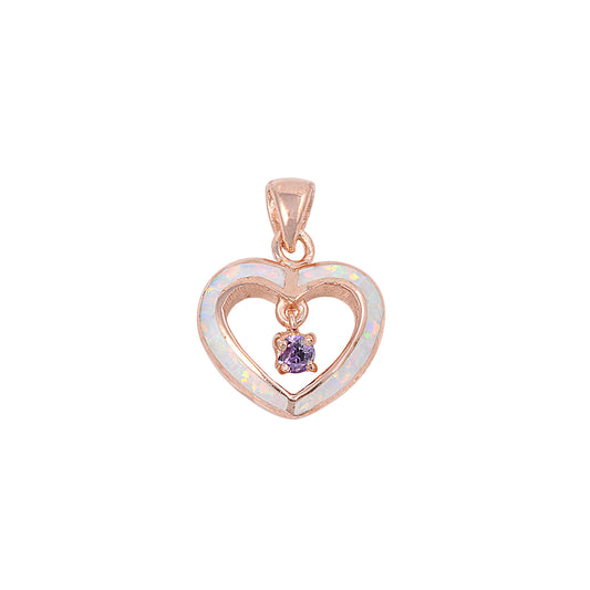Silver Lab Opal Pendant - Heart