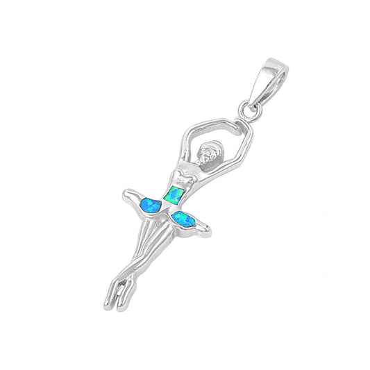 Silver Lab Opal Pendant - Ballerina