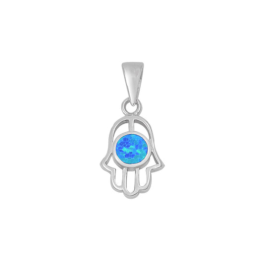 Silver Lab Opal Pendant - Hand of God