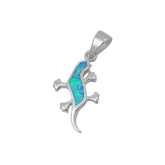 Silver Lab Opal Pendant - Lizard