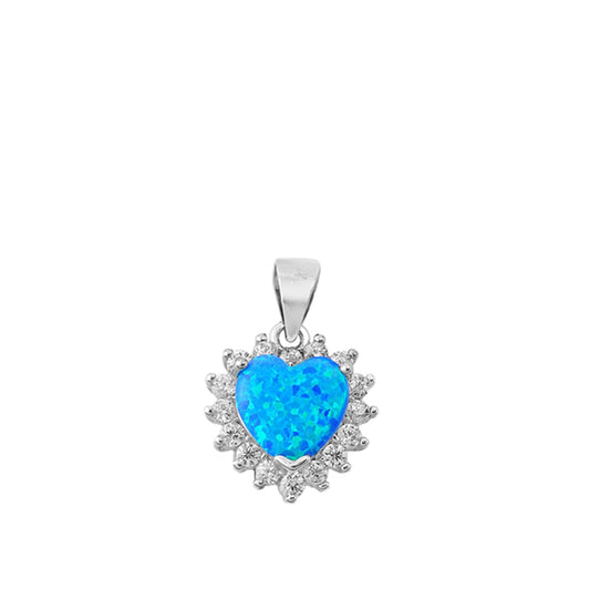 Silver Lab Opal Pendant - Heart