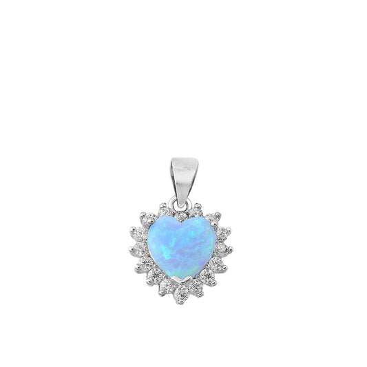 Silver Lab Opal Pendant - Heart