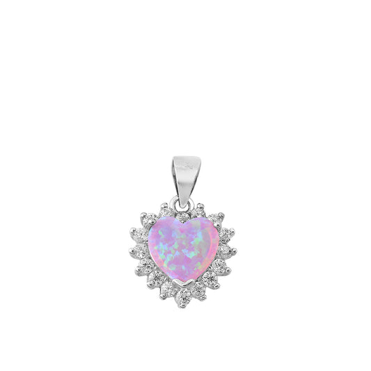 Silver Lab Opal Pendant - Heart