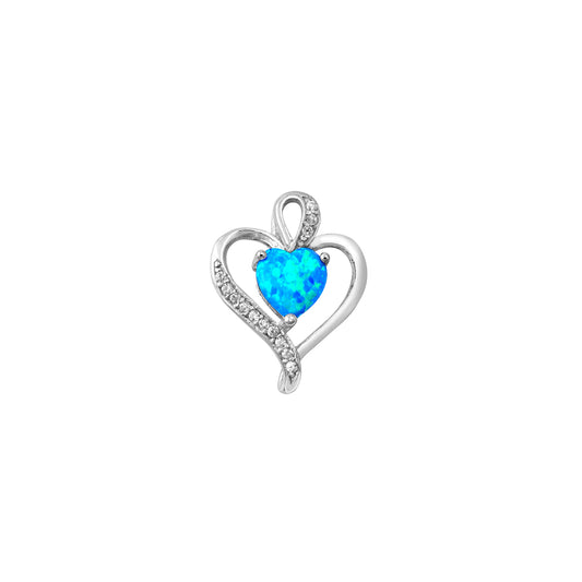 Silver Lab Opal Pendant - Heart