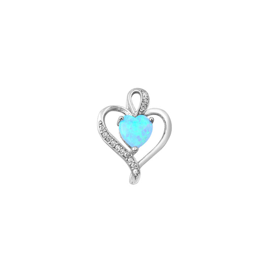Silver Lab Opal Pendant - Heart
