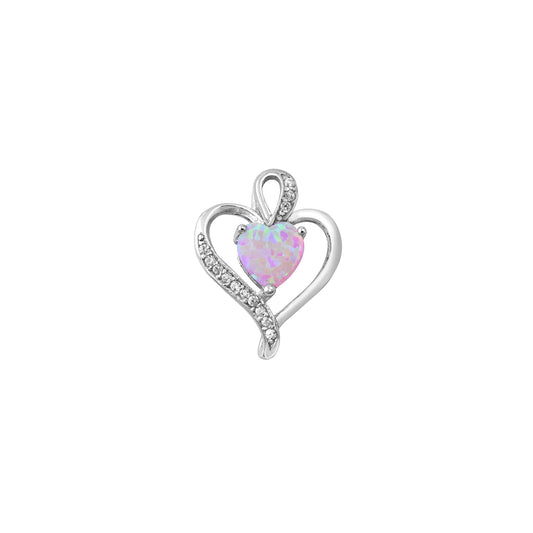 Silver Lab Opal Pendant - Heart