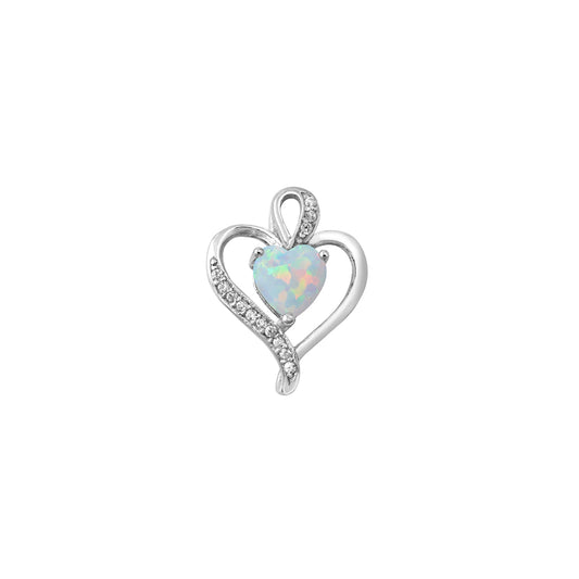 Silver Lab Opal Pendant - Heart