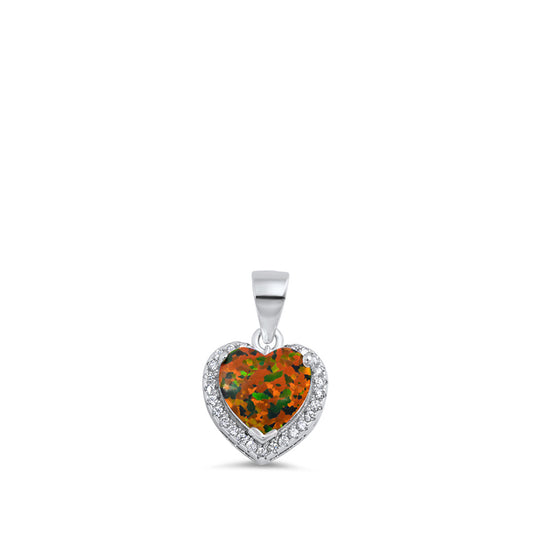 Silver Lab Opal Pendant - Heart