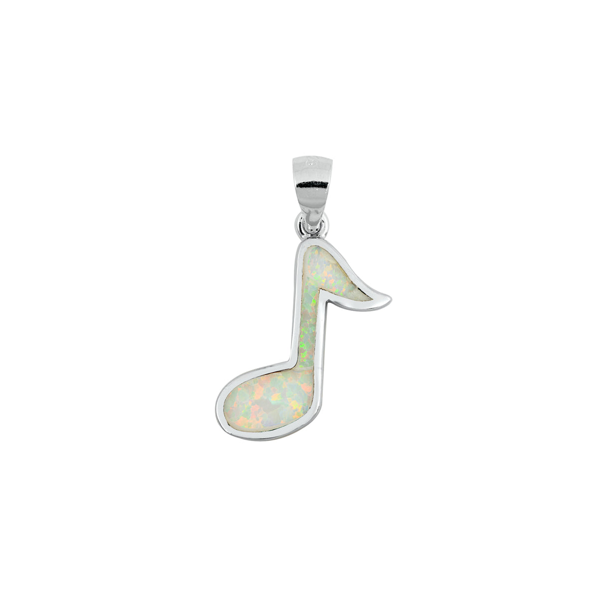 Silver Lab Opal Pendant - Music Note