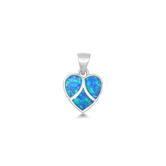 Silver Lab Opal Pendant - Heart