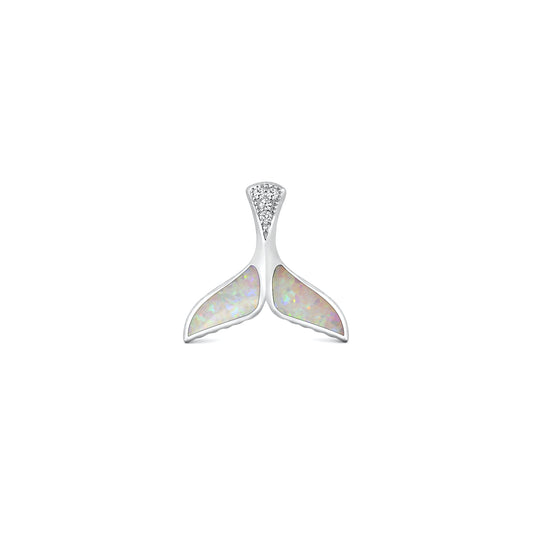 Silver Lab Opal Pendant - Whale Tail