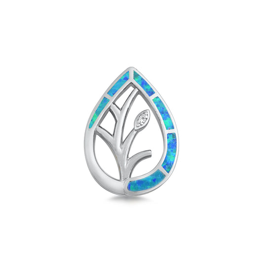 Silver Lab Opal Pendant - Flower