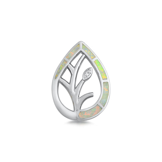 Silver Lab Opal Pendant - Flower