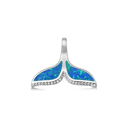 Silver Lab Opal Pendant - Whale Tail